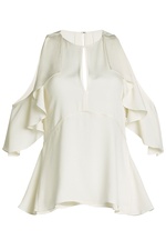 Ruffled Silk Crepe Top with Cut-Out Shoulders by Theory