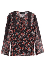 Patterned Silk Top with Lace by The Kooples