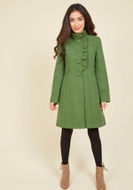 Ruffle Your Weathers Coat in Shamrock by Pink Martini