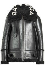 Le Bombardier Leather Jacket with Shearling by Balenciaga