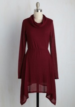'Til the Cowls Come Home Sweater Dress in Burgundy by Sweet Claire Inc.