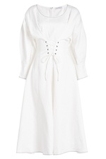 Irene Linen-Cotton Dress with Lace-Up Detail by Rejina Pyo