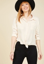 Integral Elegance Button-Up Top in Ecru by Poema