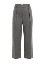 Cotton-Wool Blend Wide Leg Cropped Pants by Brunello Cucinelli