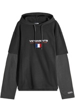 Layered Cotton Top with Hood by Vetements