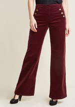 Corduroy Wide-Leg Trousers with Buttons by ModCloth