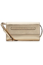 Metallic Leather Clutch with Shoulder Strap by Red Valentino