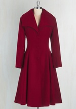 Intrigue All About it Coat in Crimson by Hell Bunny London (pop soda)