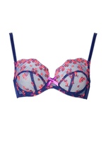 Embroidered Plunge Bra in Navy/Multi by L'Agent by Agent Provocateur