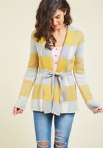 Simply Snuggly Plaid Cardigan in Dawn by Dandong Kusong Trading Co., LTD
