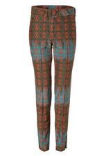 Olive/Rust-Multi Belted Arabesque Silk-Cotton Pant by Sophie Theallet