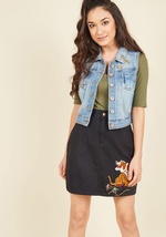 Green Curry and Growlers Denim Skirt by Glamorous