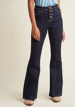 Button Fly Flare Jeans by ModCloth