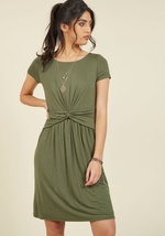 A Whole New Whorl Jersey Dress in Olive by Nexxen Apparel, Inc