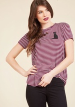 Dapper Day Off Striped Top in Meow by MONTEAU INC - POOLHOUSE