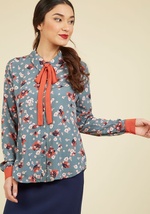 Coveted Career Long Sleeve Top in Slate Floral by Poema