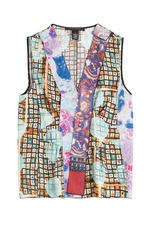 Printed Silk Sleeveless Blouse with Tulle by Marc Jacobs