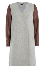 Wool Coat with Leather Sleeves by Theory