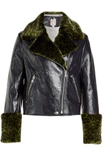 Faux Leather Biker with Printed Faux Fur by Shrimps