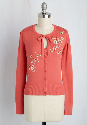 Banned - Top to Blossom Floral Cardigan in Coral