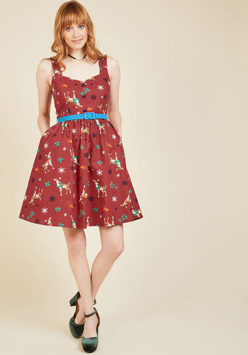 Cheerful Caroling Cotton Dress by JANTEX INTERNATIONAL LIMITED