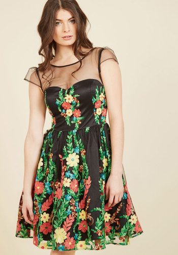 JANTEX INTERNATIONAL LIMITED - Expressive Embroidery Fit and Flare Dress