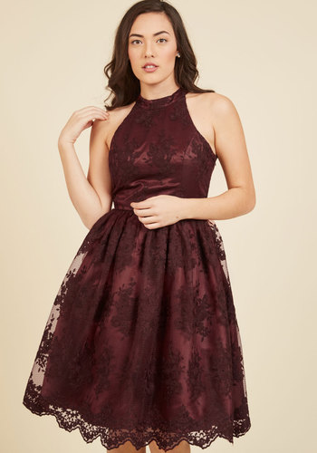 Distinguished Decadence Lace Dress in Wine by Liza Luxe Collection