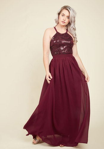 MARINE BLU - Big-Time Splendor Maxi Dress in Garnet