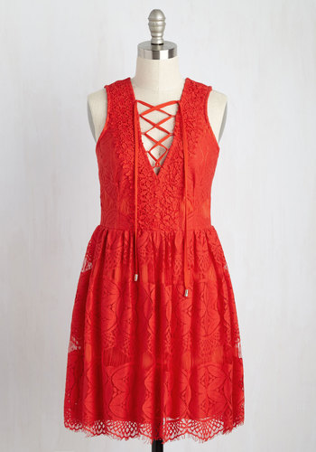 On a Hibiscus Note Lace Dress by MARINE BLU