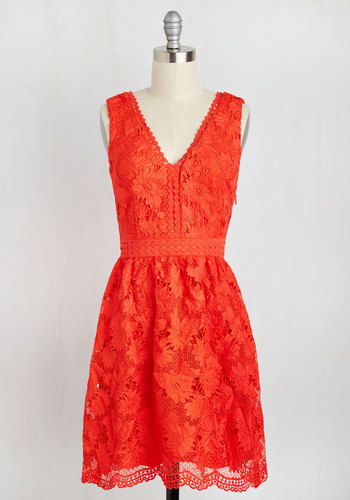 When I Groove, You Groove Lace Dress in Vermillion by MARINE BLU