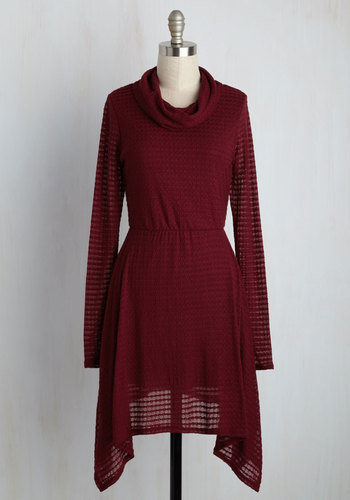 Sweet Claire Inc. - 'Til the Cowls Come Home Sweater Dress in Burgundy