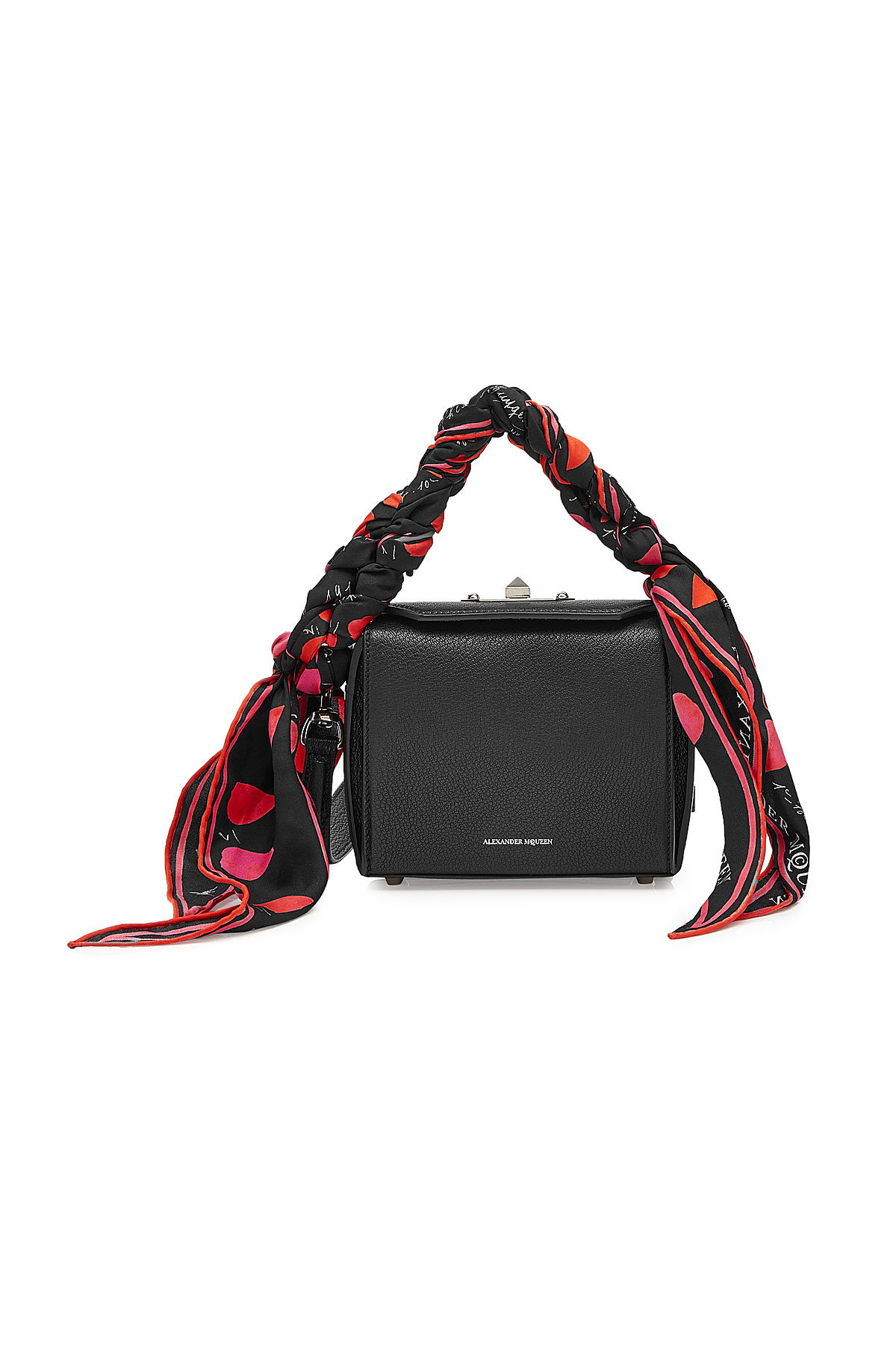 Alexander McQueen - Box Bag 16 Leather Shoulder Bag with Silk Scarf Handles