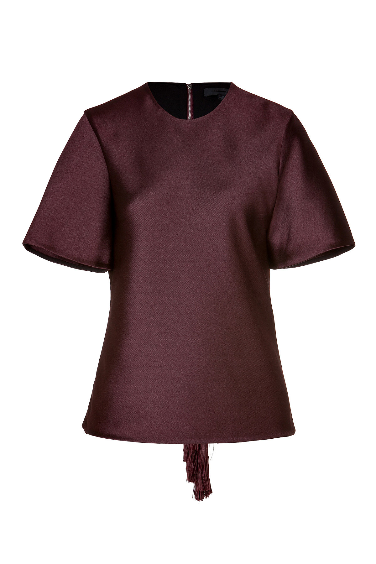 Oxblood Bias Cut Top with Back Fringe by Alexander Wang