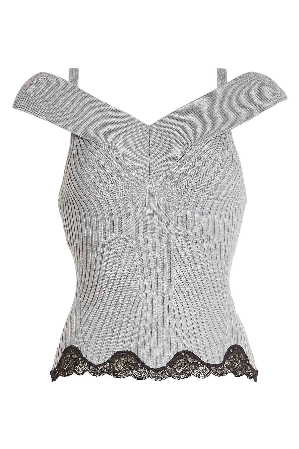 Alexander Wang - Ribbed Knit Top with Lace