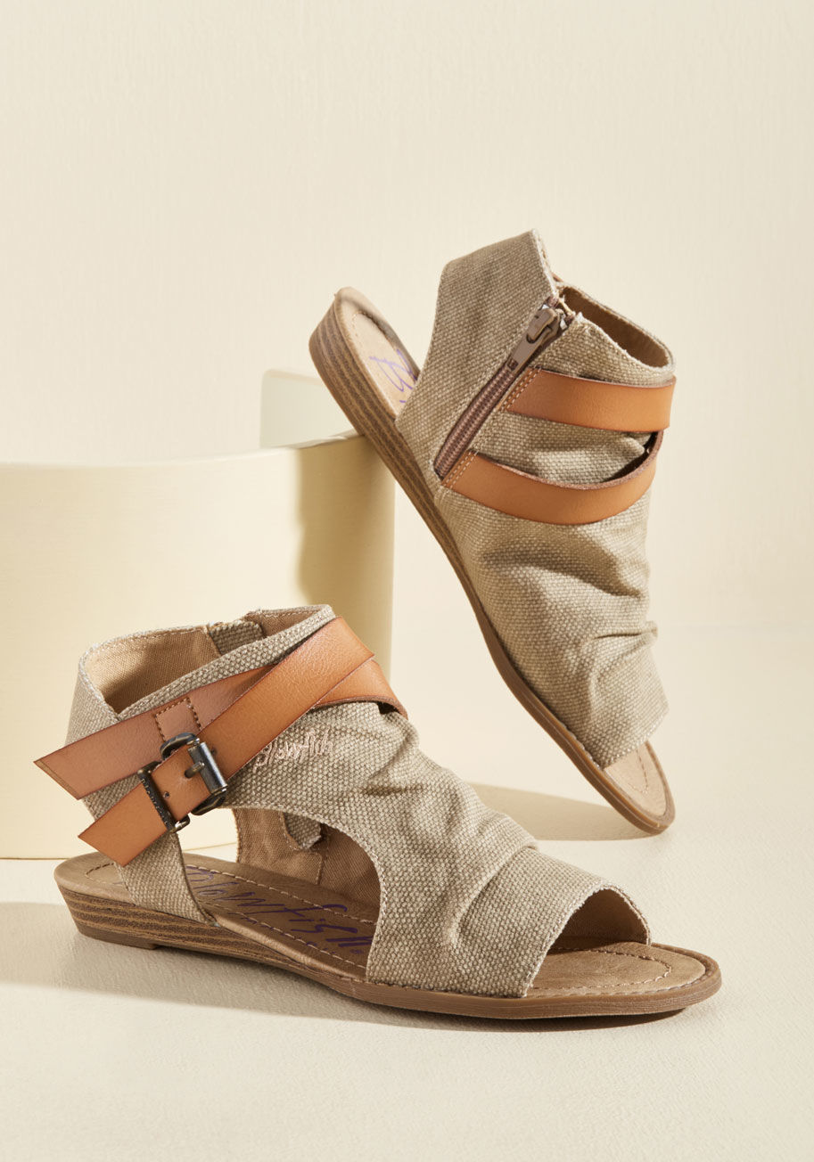 While packing for your Eastern European adventure, you gaze at these tan sandals from Blowfish and realize they&rsquo;re as important as your passport and camera. Stowing this canvas pair by Balla