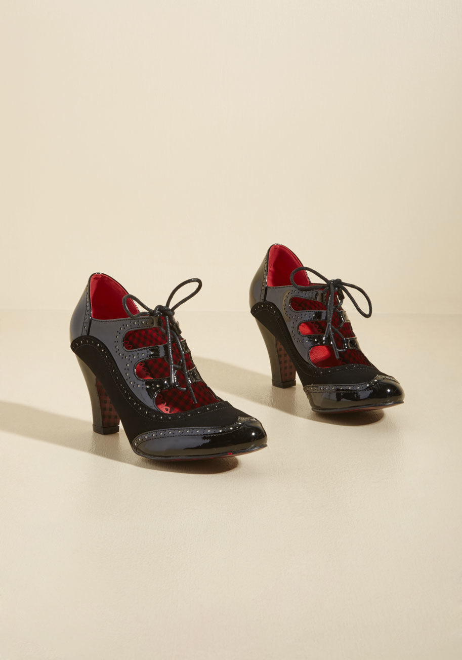 Banned - Banned Whimsical Wingtips Lace-Up Heel