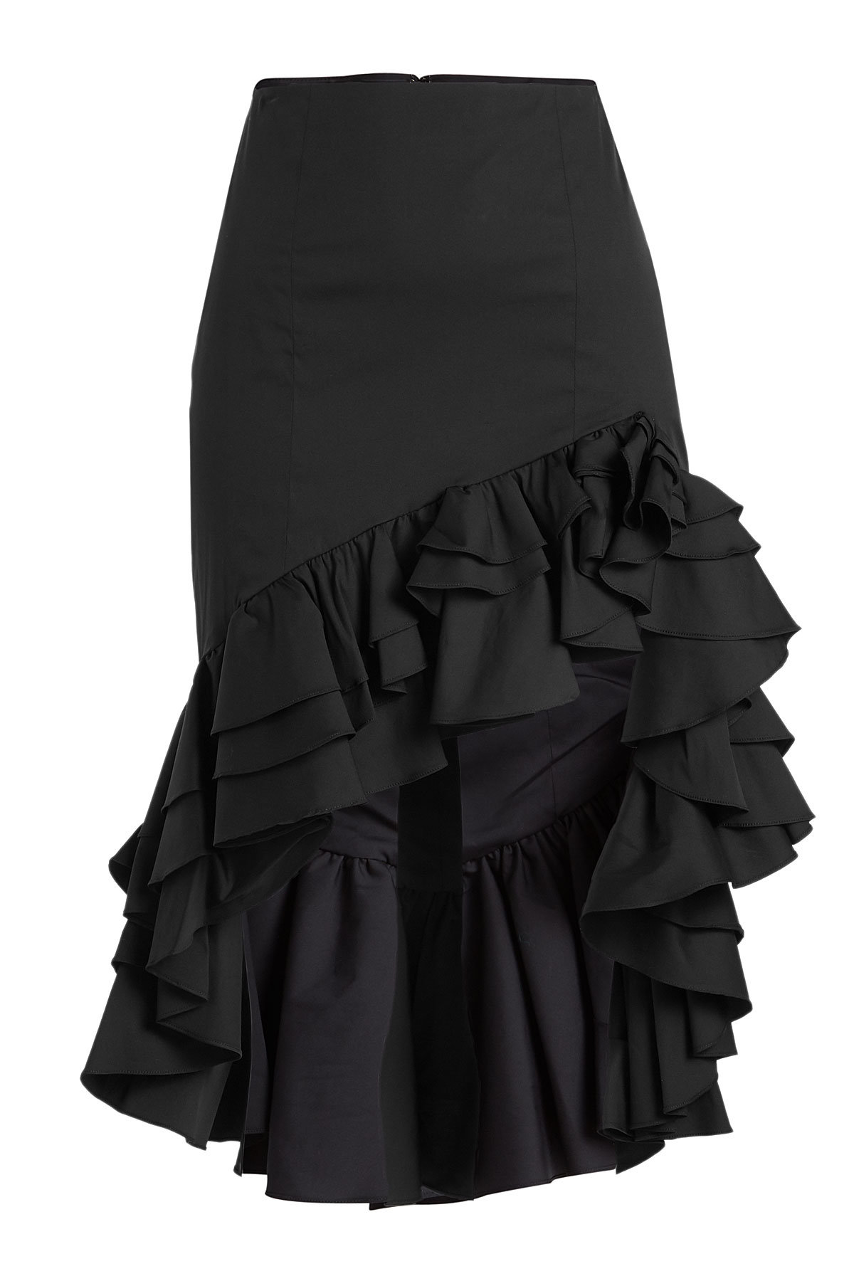 Caroline Constas - Ruffled Midi Skirt in Cotton