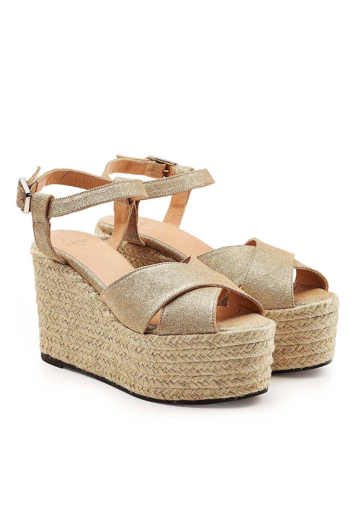 Castañer - Espino Wedge Sandals with Metallic Leather