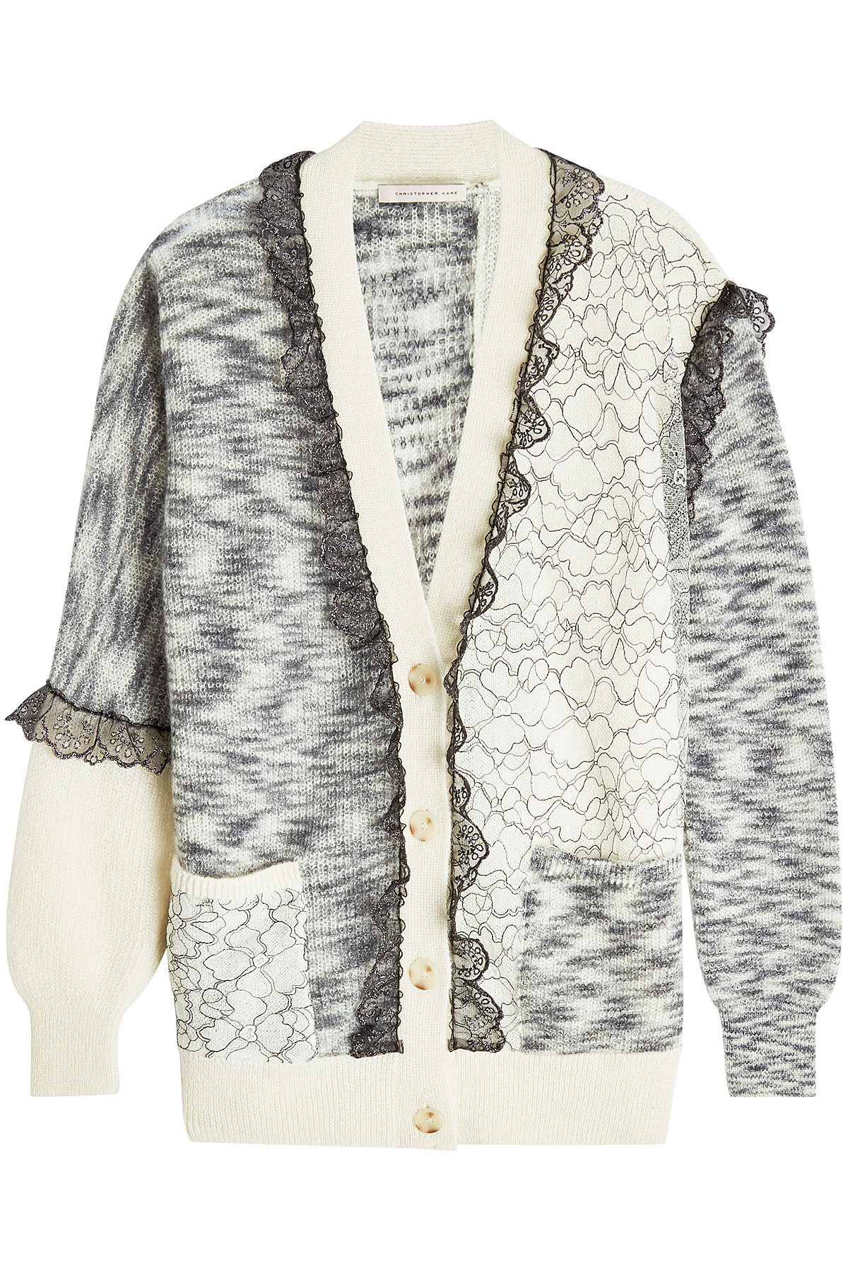 Patchwork Cardigan with Mohair, Wool and Lace by Christopher Kane
