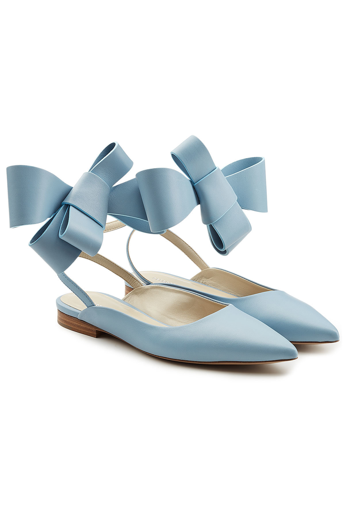 Leather Bow Ballerinas by Delpozo