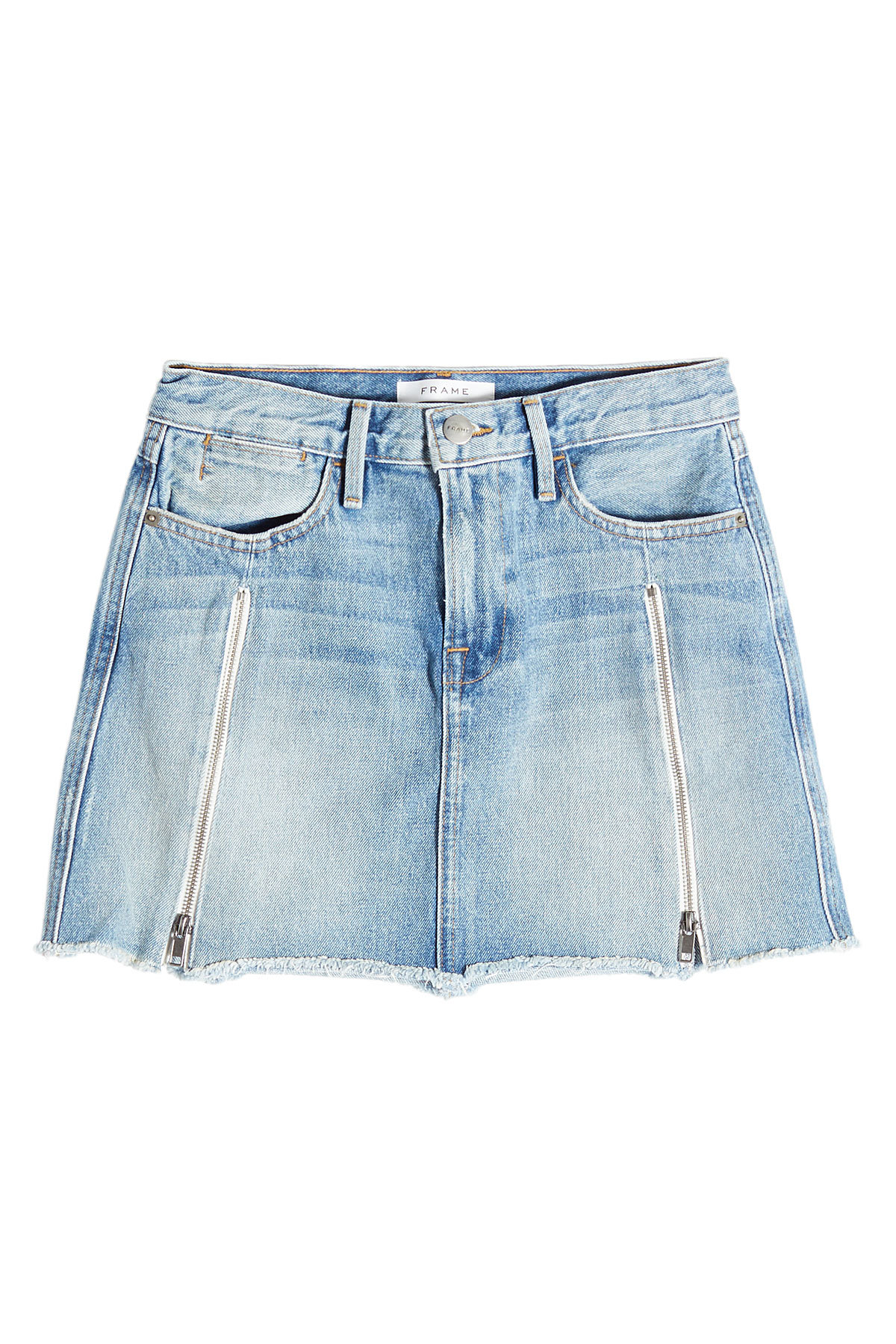 Frame Denim - Denim Mini Skirt with Zippers