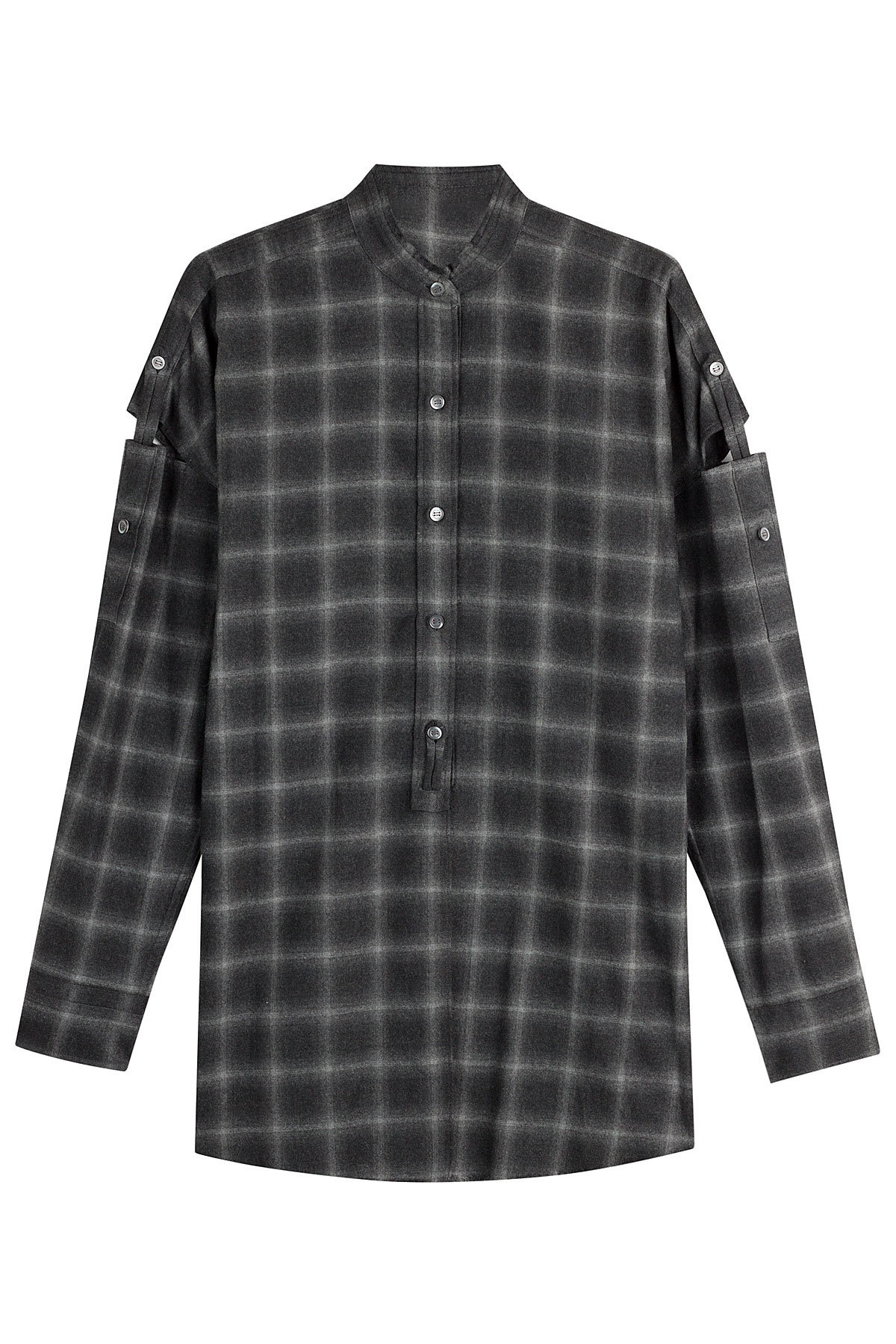 Helmut Lang - Wool Shirt with Cut-Out Detail on Sleeves