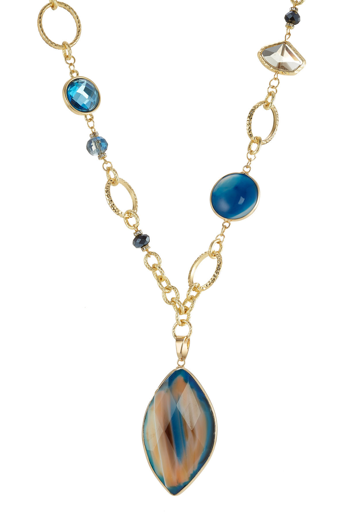 Kenneth Jay Lane - Gilded Necklace with Faceted Stones