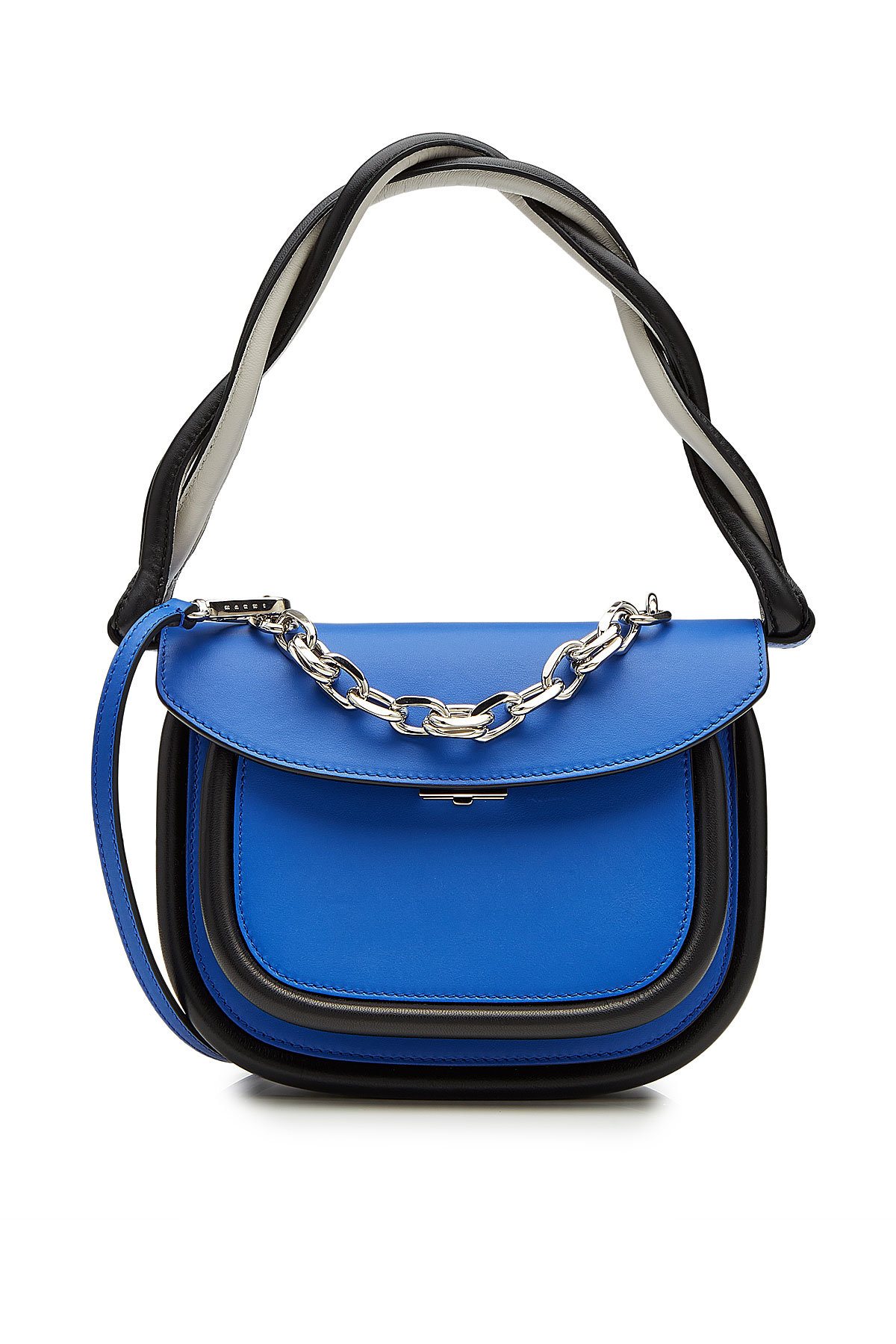 Marni - Leather Shoulder Bag with Chain Embellishment