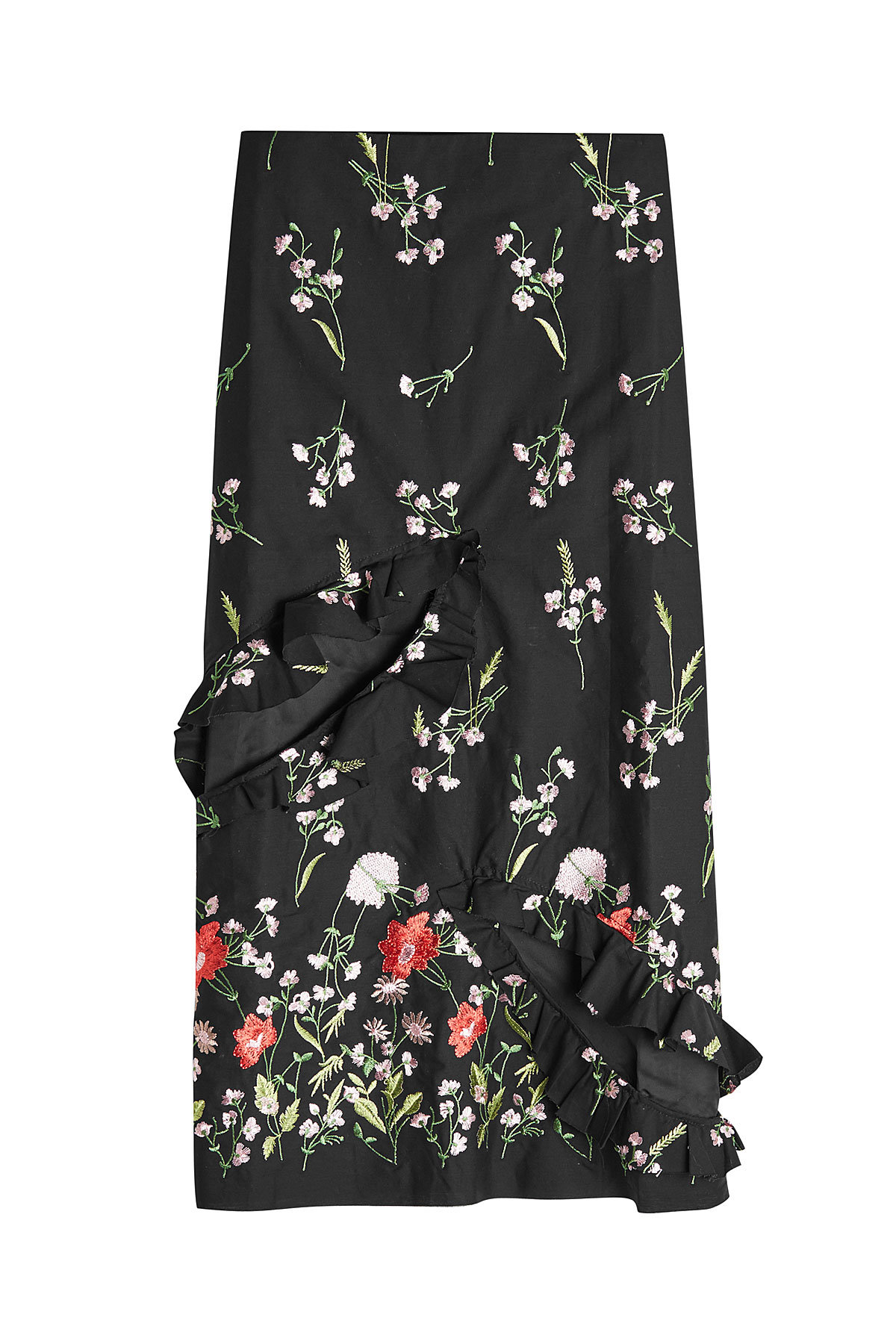 Marques' Almeida - Embroidered Slip Skirt with Cut-Out Front