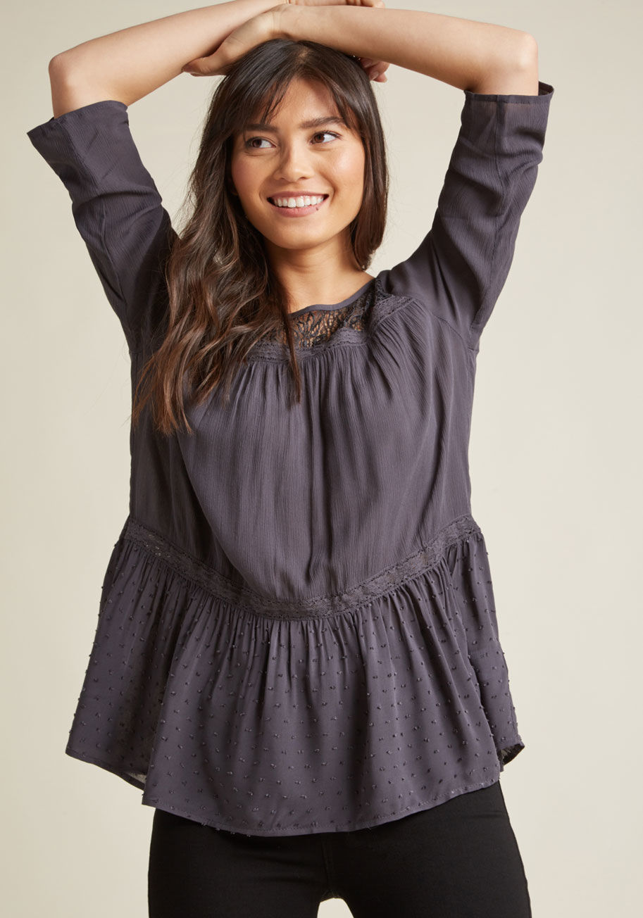 Breezy Boho Top with Lace Accents by ModCloth