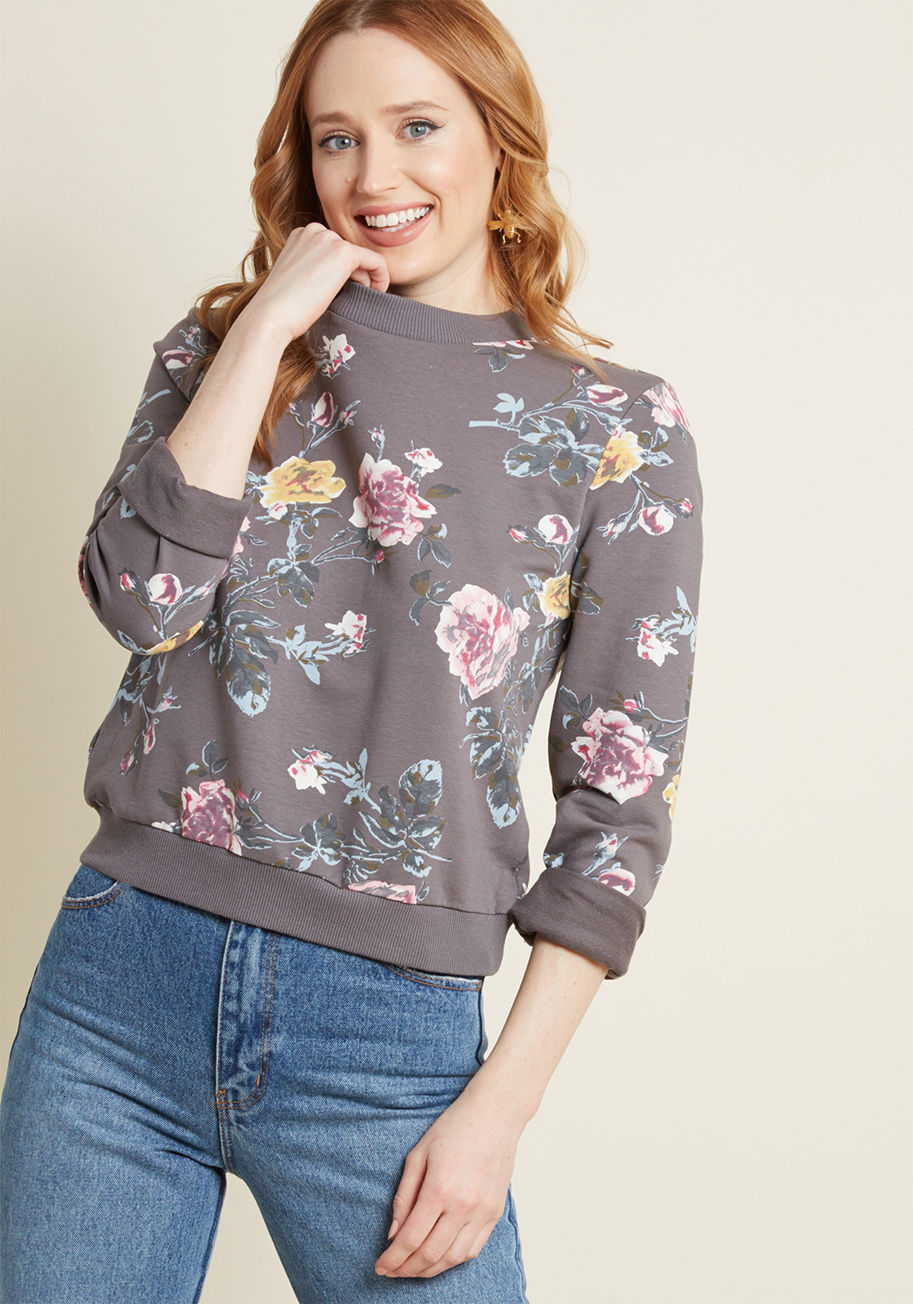 Famously Feminine Floral Sweatshirt by ModCloth