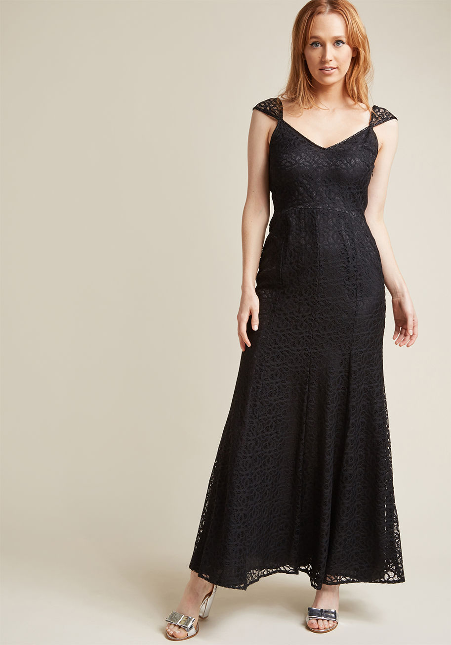 Lace Maxi Dress with Beaded Neckline by ModCloth