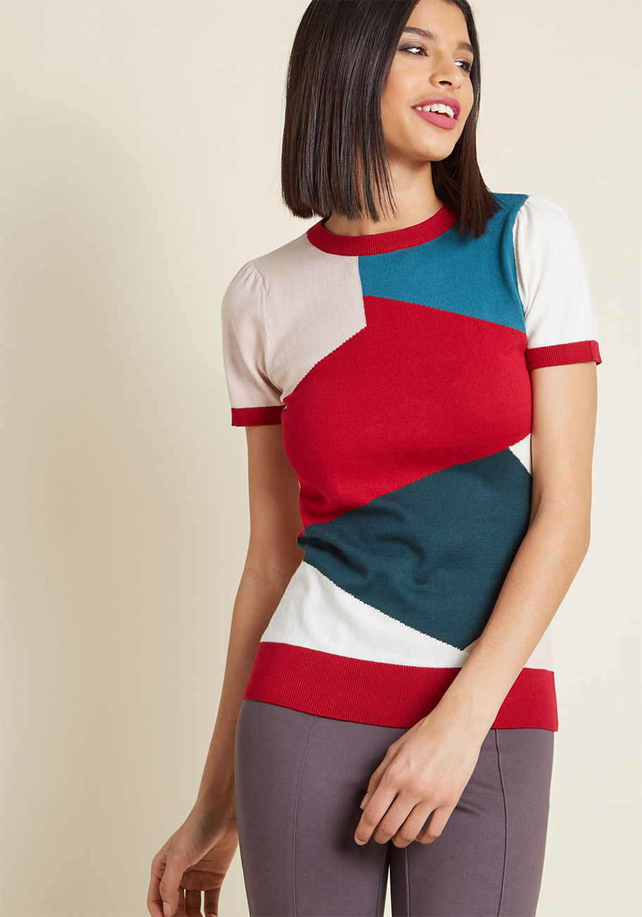ModCloth - Masterful Mosaic Short Sleeve Sweater