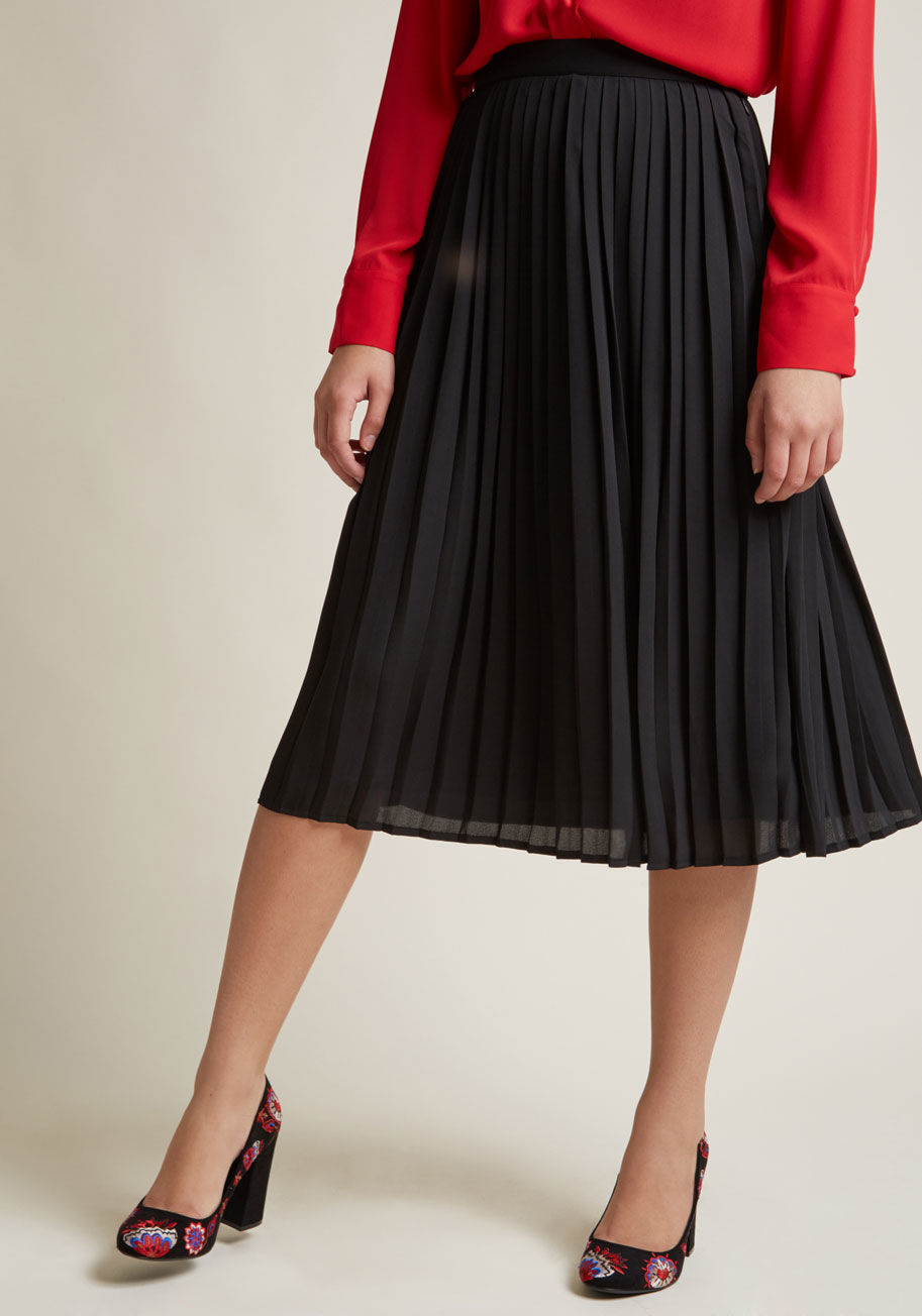Pleated Chiffon Midi Skirt by ModCloth